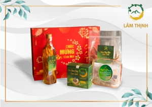 Combo Hộp quà tặng 1 hộp trà, 1 hộp sâm dây và 1 chai rượu sâm